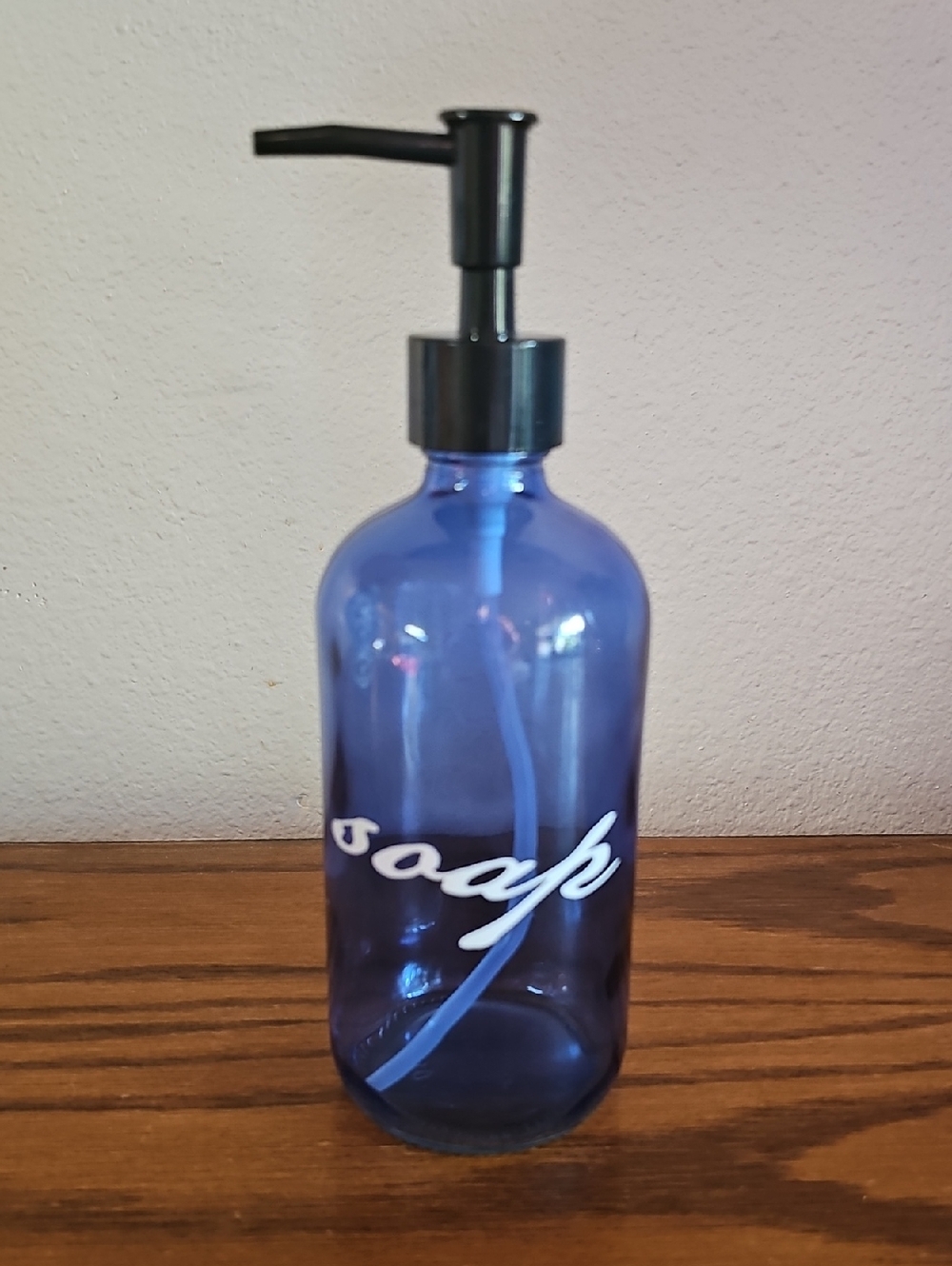 Blue Glass Soap Dispenser with Pump Tote 1 #4
